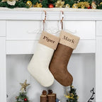GEX Personalized Christmas Stockings Custom Name 5 Pack Embroidery for Family with Names 20 Inch Large Luxury Xmas Stockings Fluffy Cuff Pleather Decor Ornament Fireplace Decorations (Set of 5) - Image 3