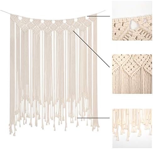 RLoncomix Boho Macrame Wall Hanging, Large Woven Tapestry Wall Art Bohemian Cotton Handmade Macrame Backdrop for Wedding Living Room Gallery Bedroom, Beige, 39"x 45" - Image 4