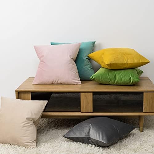 JUSPURBET 28x28 Euro Velvet Throw Pillow Covers Set of 2,Apple Green - Image 4