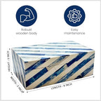 Perilla Home Home Decor Decorative Storage Wooden Box Small Lazio Organizer Tool Stash Card Craft Treasure Trinket Memory Keepsake Jewelry Box for Men and Women, Gifts For All, Blue and Off White - Image 4