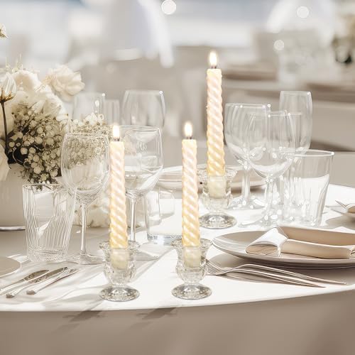 Clear Glass Candlestick Holders Taper Candle Holder Bulk 2.5 Inch Candle Stick Holder for Table Centerpiece Mantel Wedding Housewarming Gift Rustic Vintage Valentines Dinning Decoration - Image 6