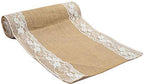 VDS Pack of 12, Burlap Table Runner with White Lace Edge, 100% Natural Jute Rustic Hessian Table Cloth Centerpiece for Wedding Birthday Party Banquet Table Decoration (Size 12X108 Inch)(Natural Tan) - Image 3