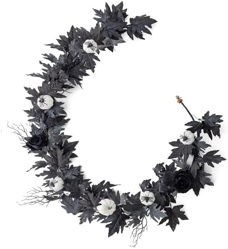 MISSPIN 6FT Black Maples Leaf Garland, Halloween Fall Leaf Garland Artificial Hanging Black Maple Autumn Vine Fall Decor Maple Thanksgiving Halloween Home Decor - Image 7