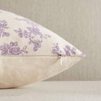 2 Pack French Floral Throw Pillow Covers 24x24in, Purple/Cream - Image 3