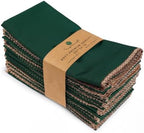 Lace Cloth Napkins, 100% Cotton, 12 Pack, 20x20 Inch, Eden Green/Golden by FINGERCRAFT