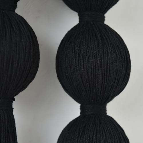 Jakalin Macrame Wall Hanging Black Boho Tassel Fiber Wall Art 19.6"Lx15.7"W - Image 7