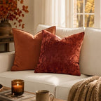 MIULEE Fall Decorative Rust Velvet Throw Pillow Covers for Couch 22x22 Inch - Image 4