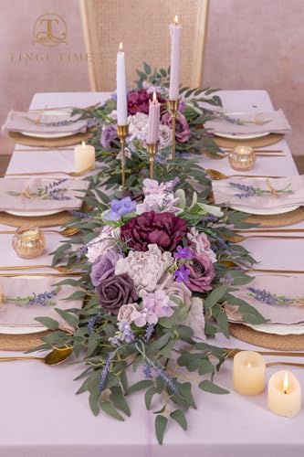 TINGE TIME Flower Garlands, 2 PCS Artificial Eucalyptus Garlands, Handcraft Artificial Rose Garland for Arch Wedding Sweetheart Table Ceremony Backdrop Decorations for Home (Lavender) - Image 5