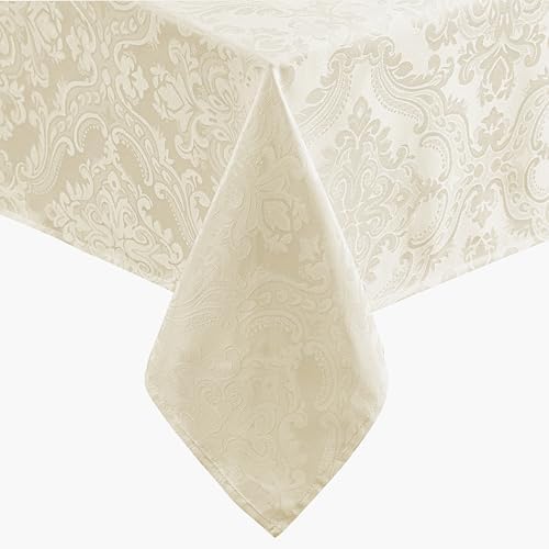 Caiden Elegance Damask Tablecloth, Ivory - 60" W x 84" L by ElreneHomeFashions