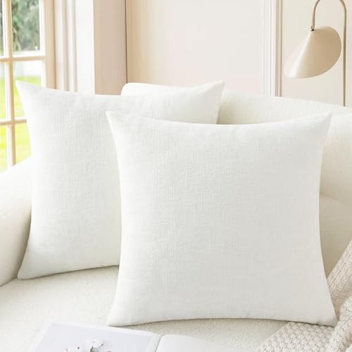 CaliTime Decorative Couch Throw Pillow Covers 24 X 24 Inches True White by CaliTime