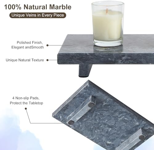 Natural Marble Tray Pedestal Stand – Soap & Jewelry Riser for Bathroom Counter, Kitchen Sink, Vanity Organizer, Decorative Stone Catchall for Perfume, Candles - Image 3