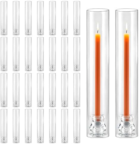 30 Pack Glass Hurricane Candle Holders 12.6" Open Ended Candlestick Tubes by Novyxis