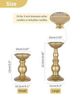NUPTIO Brass Pillar Candle Holders: Gold Tall Stand for 3" Candles (2 x L) - Image 4