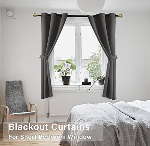 KOUFALL 48 Inch Long Black Out Curtains, Blackout Short Window Curtains 48 Inch Length for Bedroom Bathroom 2 Panels Set, Dark Grey - Image 4