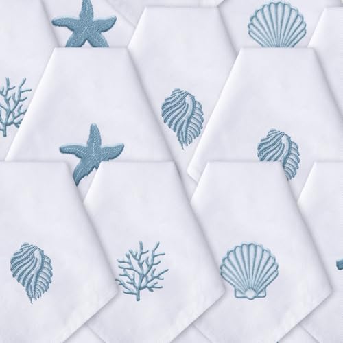 HunnmingRe 12 Pcs Coastal Party Cloth Napkins Bulks 100% Cotton, 17x17inch - Image 2