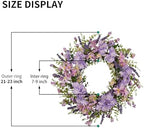 Purple Hydrangea Wreath for Front Door, 22 Inch Spring Wreath with Lavender & Artificial Flowers, Berry and Grain Accents, Rustic Farmhouse Floral Wreath for Outdoor Porch Indoor Home Decor - Image 2