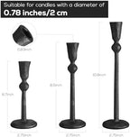 Set of 3 Antique Black Taper Candle Holders Cast Iron Candlestick Holder - Image 3