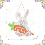 Glitzhome Happy Easter Rabbit and Carrot Hanging Sign Decor, 14" H Wooden Bunny Carrot Door Hanger with Ropes, Easter Theme Sign for Home Window Wall Farmhouse Indoor Outdoor Spring Decorations - Image 2