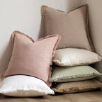 Foindtower Decorative Linen Fringe Throw Pillow Covers 20×20 Light Pink - Image 6