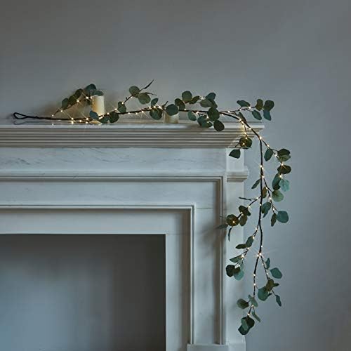 LITBLOOM Lighted Eucalyptus Garland Battery Operated with Timer 6FT 96 LED Artificial Greenery Twig Vine Lights for Room Stairs Mantle Wedding Holiday Decoration Indoor Outdoor - Image 4