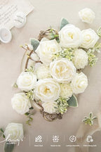 Ling's moment White Artificial Wedding Flowers Combo, Ivory & Sage, Grand - Image 3