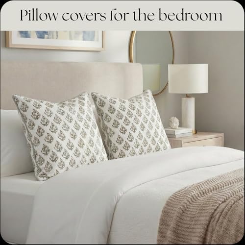 Set of 2 Pillow Covers 20x20 inches Floral Pillow Covers Green Farmhouse Pillow Covers for Living Room Couch Bed Throw Pillow Covers Boho Home Decorative Pillow for Spring Summer - Image 7