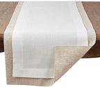 SARO LIFESTYLE Linen Blend Double Layer Table Runner - Woven Textured Table Runner with Contrasting Border for Dining Tables, Everyday Entertaining, Farmhouse and Modern Table Décor, 18"x120", Ivory - Image 2