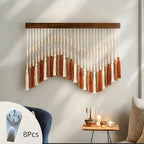 Megsv Macrame Wall Hanging Boho Tassel Art with Wooden Rod 45x32in - Image 3