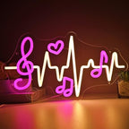 SYLHOME Led Neon Light Sign Music Note Heartbeat Studio Bedroom Wall Decor - Image 2