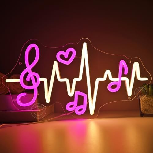 SYLHOME Led Neon Light Sign Music Note Heartbeat Studio Bedroom Wall Decor - Image 2