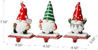 Glitzhome Christmas Stocking Holder, Set of 3 Resin Gnomes Sock Hangers Festive Gnome Figurines with Metal Base for Mantel, Fireplace, Shelf, Holiday Home Decor - Image 5