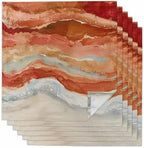 Burnt Orange Coastal Cloth Napkins Set of 6, Holiday Napkins for Baby Shower, Spring Summer Ocean Beach Nautical Sea Wave Washable Reusable Dinner Napkins for Cocktail Wedding Party, 20 x 20 in by Boanket