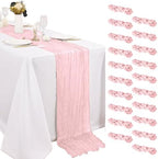 20 Pack Pink Cheesecloth Table Runner 20 x120 Inch - 10FT Boho Rustic Gauze Cheese Cloth Table Runner for Wedding, Anniversary, Baby Shower, Easter, Spring Home Decor by Weavlyn
