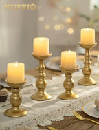 NUPTIO Gold Pillar Candle Holder: Brass Tall Stand for 3" Candles - Image 3