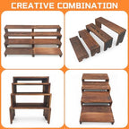 8 Piece Large Display Wooden Stand, Wood Racks Decorative, Cupcake Stands Cologne Perfume Organizer Dessert Showcase Items (Charcoal Brown) - Image 6