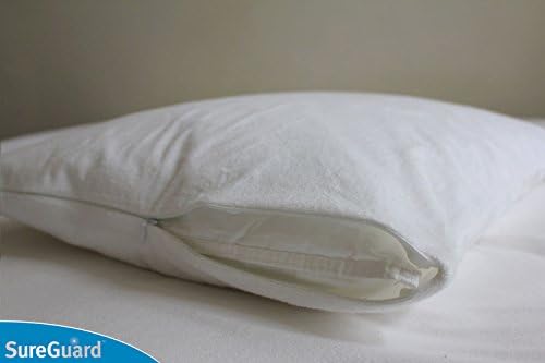 Set of 2 Queen Size SureGuard Pillow Protectors - 100% Waterproof, Bed Bug Proof, Hypoallergenic - Premium Zippered Cotton Terry Covers - Image 3