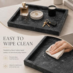 Natural Marble Decorative Tray, 11.8"x7.87" Solid Stone Serving Tray with Raised Border, Versatile Rectangle Organizer for Entryway Key, Coffee Table, Nightstand, Jewelry & Home Accent (Black) - Image 4