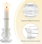 Romadedi Small Ribbed Glass Taper Candle Holder, Clear, Pack of 20 - Image 7
