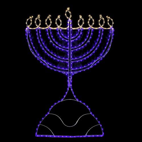 Northlight LED Lighted Hanukkah Rope Light Menorah 4.5' Blue/Clear Lights - Image 4