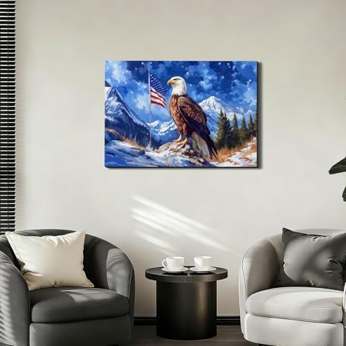 Ship Next Day – Patriotic Canvas Wall Art, American Eagle Pictures, Americana Canvas Prints, Framed Wall Decor, Rustic Farmhouse Living Room Artwork, Large Canvas Prints Made in USA - Image 7