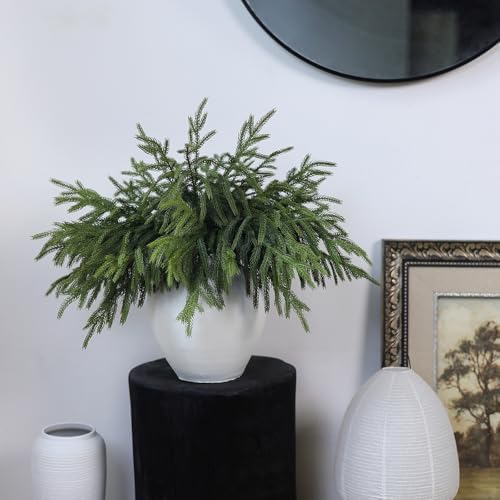 32Pcs 18"Lifelike Touch Artificial Christmas Norfolk Pine Branches for Vase - Image 4