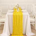 8 Pack Yellow Cheesecloth Table Runner 120 Inch Boho Wedding Decor - Image 4