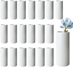 Modern White Ceramic Vase Set of 20 for Living Room Bedroom 5.51'' Minimalist Fresh Small Flower Vases for Bouquet Fake Plant Home Decor Office Fireplace Centerpieces Nordic Style 20 Pack by LIZOFER