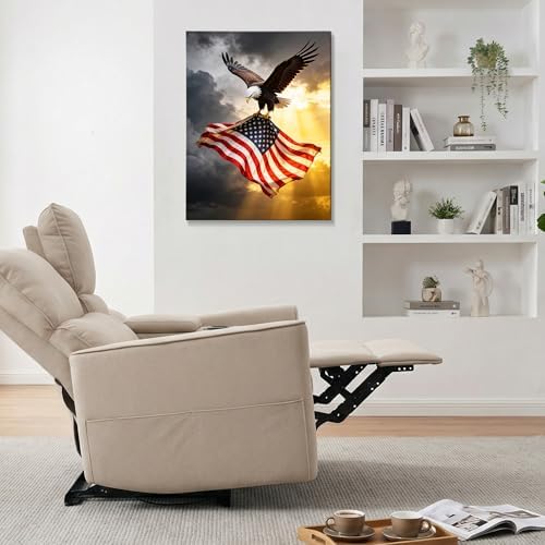 HomeifHue July 4th Patriotic Canvas Wall Art 4th of July USA Decorations American Flag Painting Picture Eagle Pictures for Wall Decor Independence Day Home Decor（F4 24x36in） - Image 3