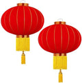 Chinese New Year Lantern, Traditional Spring Festival Hanging Ornament, Flocking Cloth Lantern with Tassels for Lunar New Year by Unknown