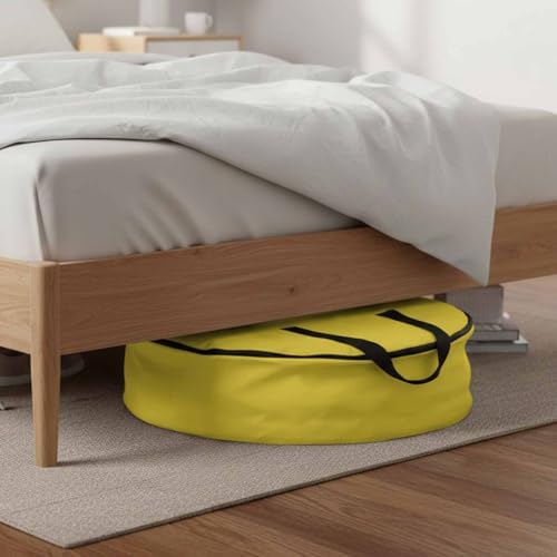 24 Inch Round Storage Bag 1 Pack,Minimalist Solid Pure Yellow Waterproof Wreath Storage Container with Handles&Zipper Unadorned Single Color Art Closet Organizer Bags Garland Box - Image 6