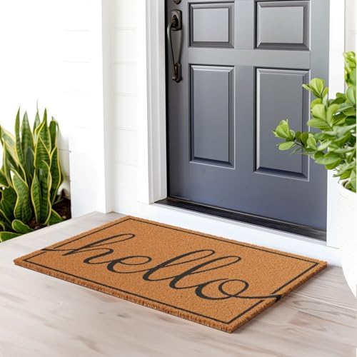 Barnyard Designs Natural Coco Coir Non-Slip Doormat (24x36, Hello) - Image 4