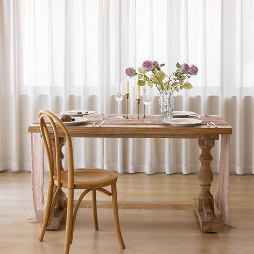 6Pcs Dusty Pink Cheesecloth Table Runner 120 Inches for Home Decorations - Image 6