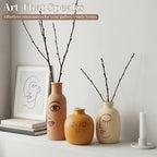 TBWIND Abstract Face Ceramic Vases Set of 3, Modern Boho Flower Vase - Image 4