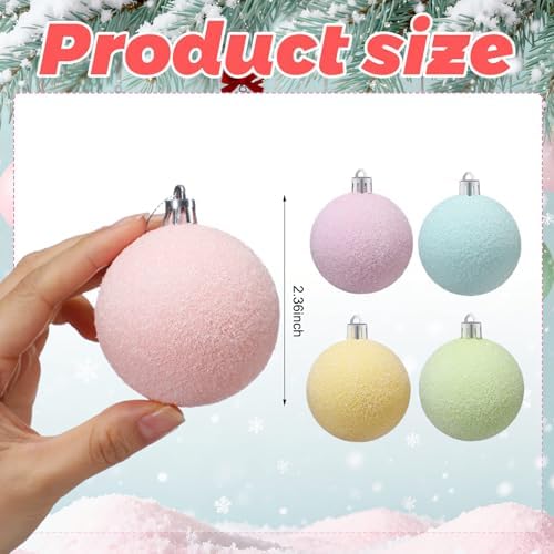 Gejoy 30 Pcs Frosted Pastel Christmas Decor 2.36'' Candy Balls Ornaments - Image 2